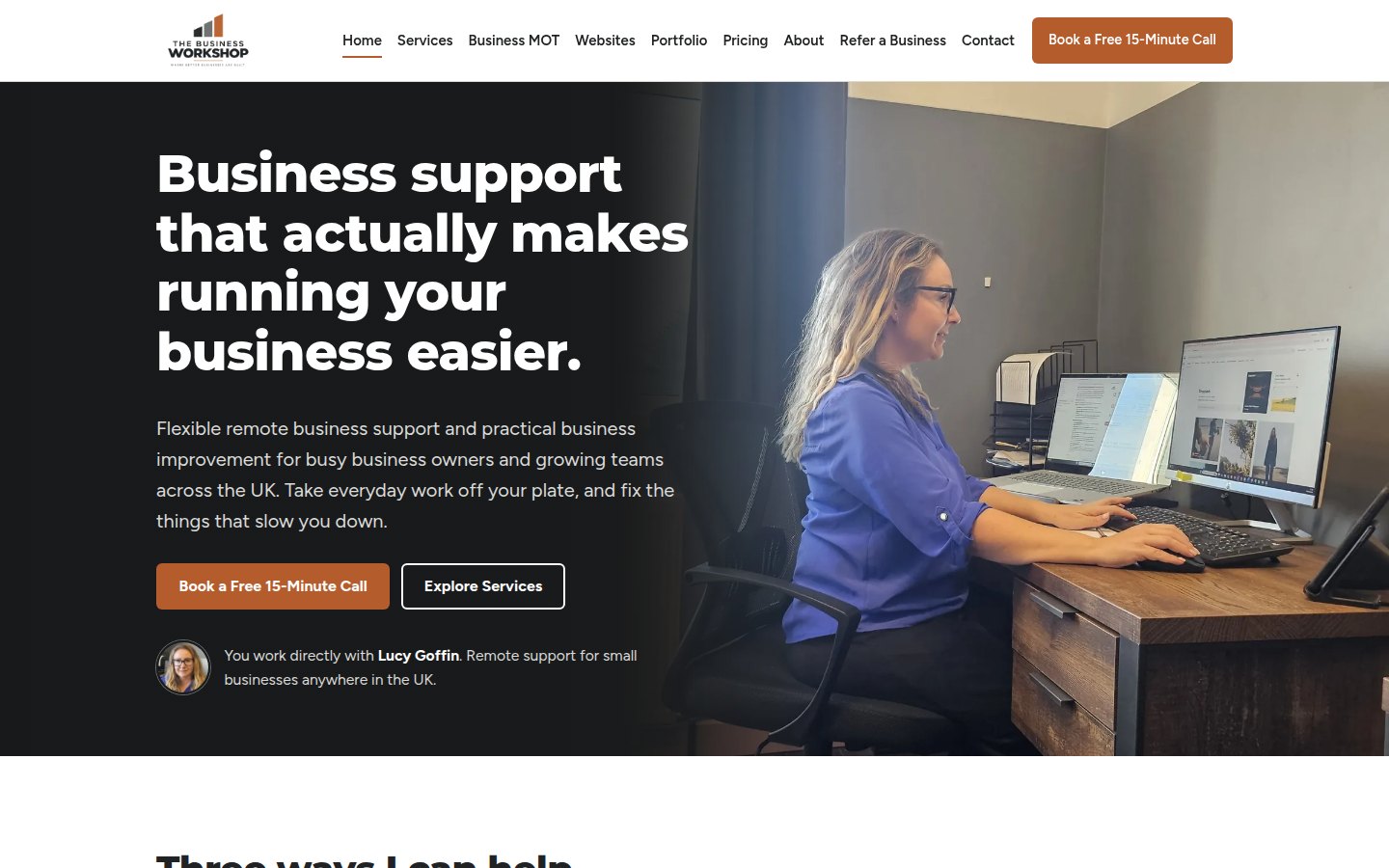 Screenshot of The Business Workshop Homepage page.