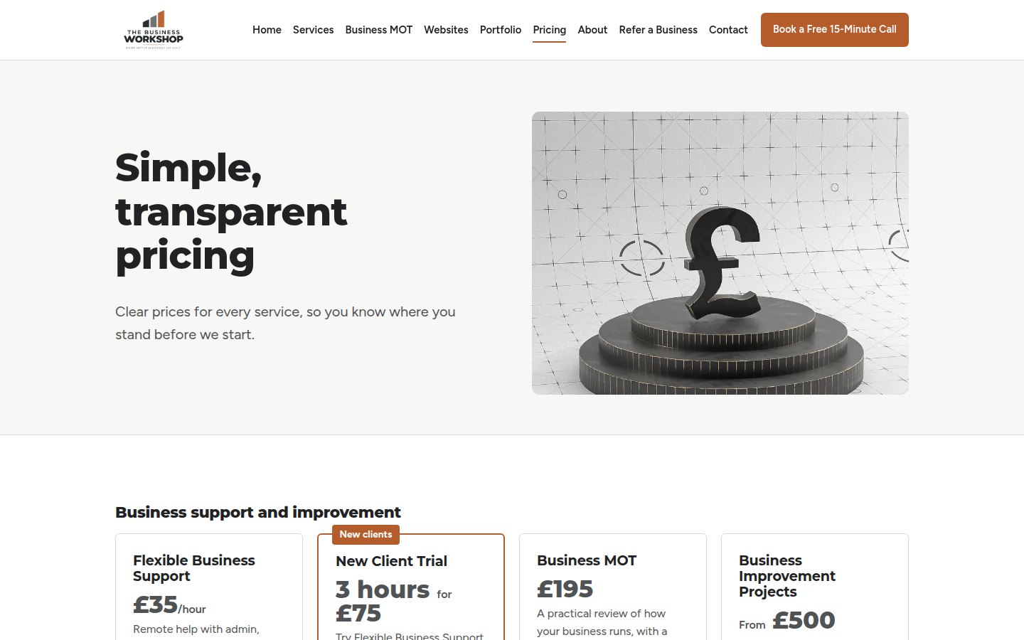 Screenshot of The Business Workshop Pricing page.